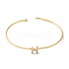 Rack Plating Brass Micro Pave Clear Cubic Zirconia Letter Open Cuff Bangles BJEW-A018-01G-H-2