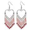 Hollow Heart Alloy & Glass Seed Beads Tassel Chandelier Earrings EJEW-MZ00685-02-2