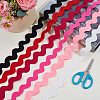 12 Yards 6 Colors Polyester Wavy Fringe Trim Ribbon OCOR-GF0005-57-4
