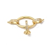 Rack Plating Brass Micro Pave Clear Cubic Zirconia Fold Over Clasps KK-A222-08G-1