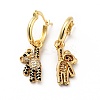 Cubic Zirconia Bear Dangle Hoop Earrings EJEW-F288-10A-G-2