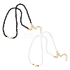 2Pcs 2 Color Rice Natural Pearl & Glass Seed Beaded Necklaces for Women NJEW-GO0001-04B-1