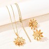 304 Stainless Steel Pendant Necklaces & Stud Earrings Set for Women SJEW-G086-01G-1