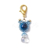 Natural Tiger Eye & Glass Seed Beaded Cat Pendant Decoration HJEW-MZ00157-04-2