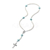 Synthetic Magnesite Rosary Bead Necklaces NJEW-TA00122-01-4