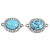 Synthetic Turquoise Oval Connector Charms KK-U043-50P-03-1