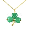 Saint Patrick's Day Clover Natural Malaysia Jade Pendant Necklace with 304 Stainless Steel Chains NJEW-JN04417-2