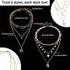 2Pcs 2 Styles Star Alloy Pendant 3 Layered Necklaces for Women NJEW-SC0001-55-2