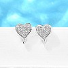Heart Brass Micro Pave Cubic Zirconia Ear Studs EJEW-D304-35G-4