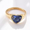 Heart Natural Lapis Lazuli Finger Rings RJEW-D303-01G-03-5