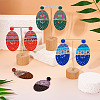 7 Pairs 7 Styles Wood Stud Earrings EJEW-TA0001-51-7