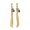 Rhinestone Long Dangle Stud Earrings EJEW-Z025-01G-1
