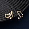 Brass Micro Pave Clear Cubic Zirconia C-Shaped Cuff Earrings LS-EJEW-D328-08G-1