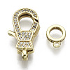 Brass Micro Pave Clear Cubic Zirconia Lobster Claw Clasps KK-N227-49G-NF-3