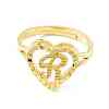 Real 18K Gold Plated Brass Alphabet Adjustable Rings RJEW-M139-18R-2