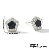Brass Clear Cubic Zirconia Pentagon Stud Earrings TR5143-2-1