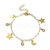 304 Stainless Steel Cable Chain Charm Bracelets for Women BJEW-JB11363-2