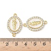 Brass Micro Pave Clear Cubic Zirconia Enamel Oval with Saint Jude Connector Charms KK-L243-11G-A-4