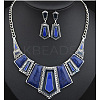 Pentagon Bohemia Zinc Alloy with Synthetic Turquoise Pendant Necklaces & Stud Dangle Earrings Sets FS-WGE76F1-02-1