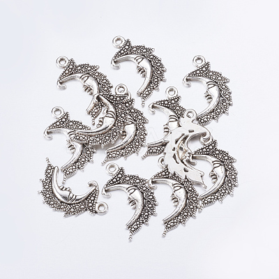 Antique Silver Tone Moon Tibetan Silver Pendants X-AC384-NF-1