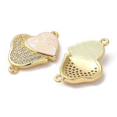 Rack Plating Brass Micro Pave Clear Cubic Zirconia Connector Charms KK-P268-20G-02-1