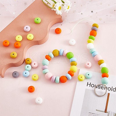 20Pcs 10 Colors Rondelle Silicone Beads JX323A-01-1