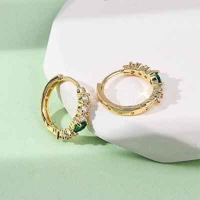 Brass Micro Pave Cubic Zirconia Teardrop Hoop Earrings EJEW-S280-05G-1