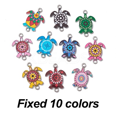 10Pcs 10 Colors Alloy Enamel Connector Charms FIND-YW0003-97-1