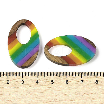Pride Rainbow Theme Resin & Walnut Wood Pendants WOOD-K012-01-1
