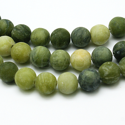 Round Frosted Natural TaiWan Jade Bead Strands X-G-M248-4mm-02-1