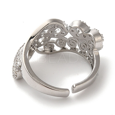 Infinity Clear Cubic Zirconia Wide Open Cuff Ring RJEW-L123-001P-1