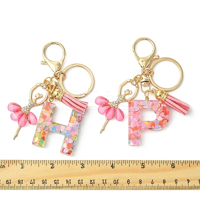 Letter A~Z Transparent Glitter Resin Pendant Keychains KEYC-FZ00024-16-1