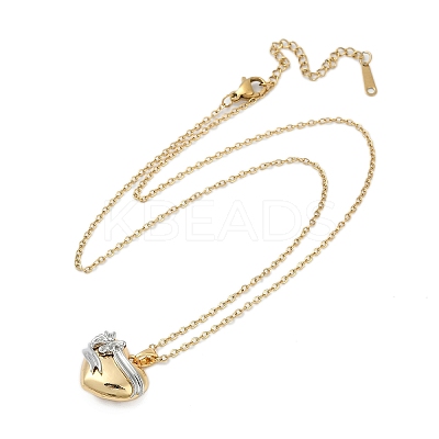 Brass Bowknot Heart Pendant Necklaces NJEW-K280-06G-01-1