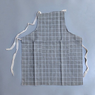 Tartan Pattern Cotton and Linen Sleeveless Apron AJEW-WH20068-002-1