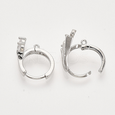 Brass Micro Pave Cubic Zirconia Huggie Hoop Earring Findings KK-T048-008P-NF-1