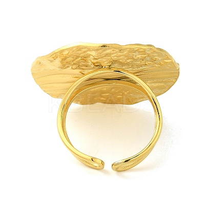 Ion Plating(IP) 304 Stainless Steel Textured Round Open Cuff Ring for Women RJEW-C083-18G-1