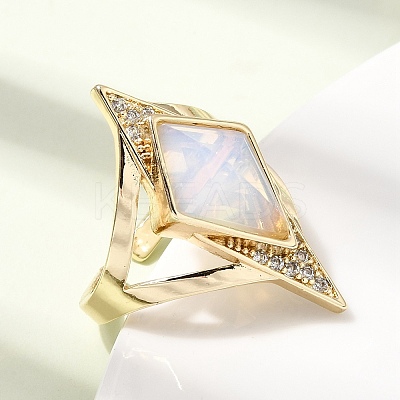 Brass Micro Pave Cubic Zirconia Cuff Rings for Women GG-CBA7610-11G-03-1