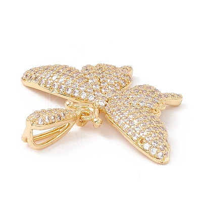 Brass Micro Pave Cubic Zirconia Pendants KK-E005-14G-01-1
