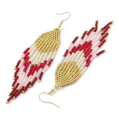 Bohemian Style TOHO Round Seed Tassel Dangle Earrings EJEW-MZ00153-1