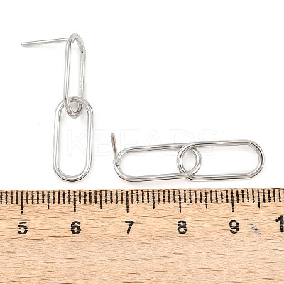 Oval 316 Stainless Steel Dangle Stud Earrings EJEW-D339-04P-1