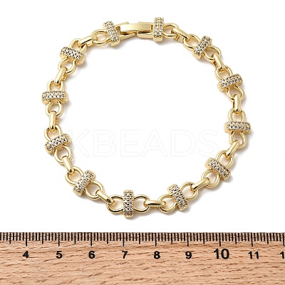 Brass Micro Pave Clear Cubic Zirconia Link Chain Bracelets BJEW-C130-06G-1