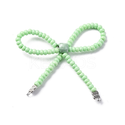Alloy & Glass Seed Beads Bowknot Chandelier Component Links PALLOY-D359-03F-1