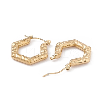 304 Stainless Steel Hexagon Hoop Earrings for Women Ion Plating(IP) EJEW-B018-09G-1