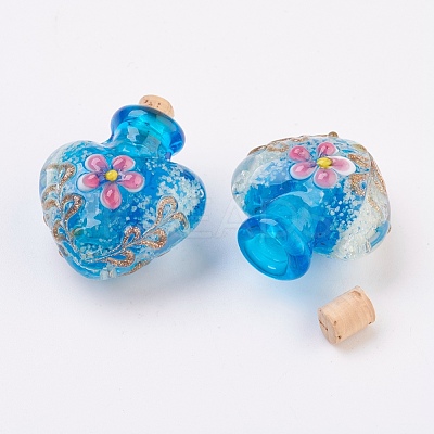 Handmade Luminous Lampwork  Perfume Bottle Pendants LAMP-P044-L-1