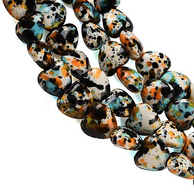 Spray Printed Synthetic Turquoise Beads Strands TURQ-P002-01A-04-1