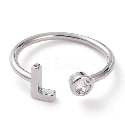 Brass Micro Pave Clear Cubic Zirconia Cuff Rings RJEW-J074-01P-L-1