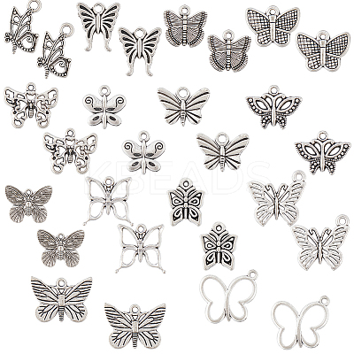 84pcs 14 styles Tibetan Style Alloy Butterfly Pendants FIND-SC0007-11-1