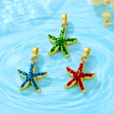 Brass Enamel Pendants KK-K305-02G-1