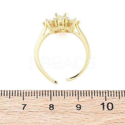 Brass Micro Pave Clear Cubic Zirconia Cuff Rings for Women RJEW-A062-03G-1