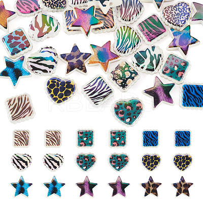 30Pcs 3 Styles Rainbow Iridescent Printed Opaque Acrylic Beads OACR-TA0004-52C-1